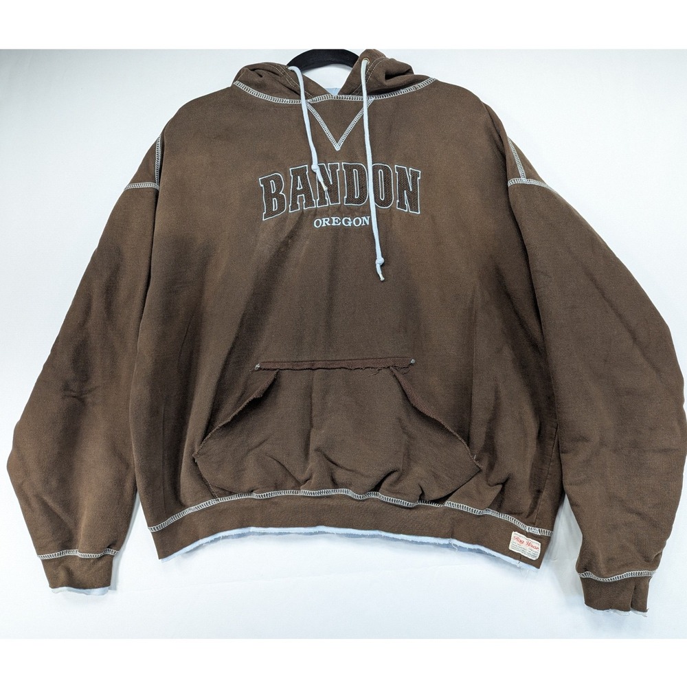 RAG WEAR Bandon Oregon Graphic Hoodie Sweatshirt Brown‎ Size XL